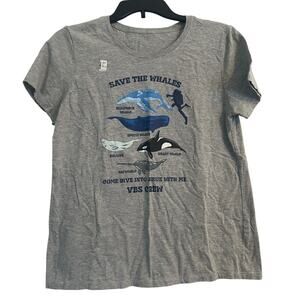 NWOT Adult Gray Short Sleeve T Shirt Save The Whales Dive into Jesus VBS Size M